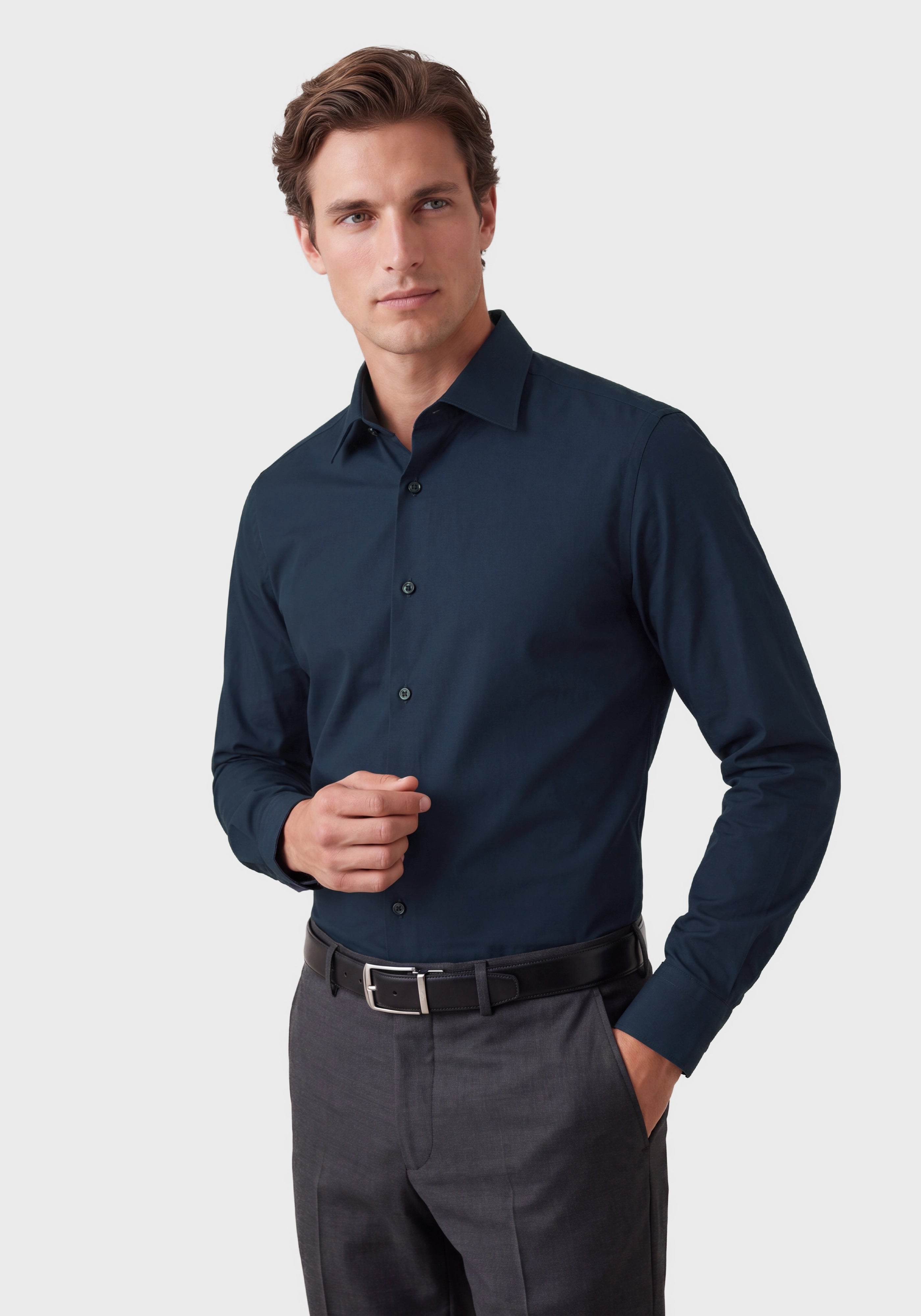 Performance-Stretch Slim-Fit Shirt in Poplin***