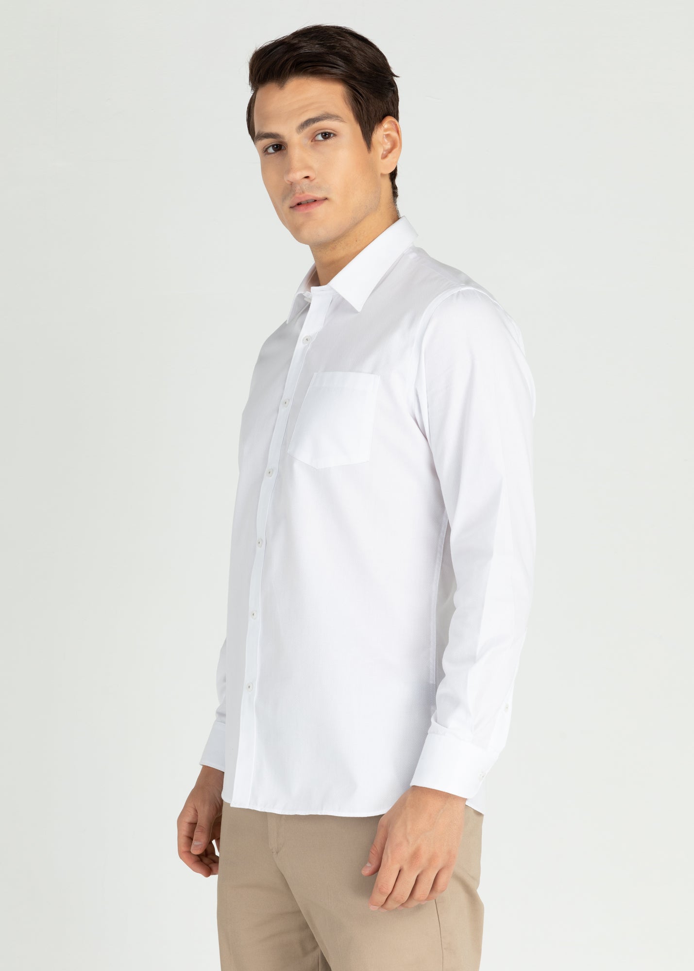 Wharton Casual Shirt in Dobby Fabric with Inner Boarder Detail